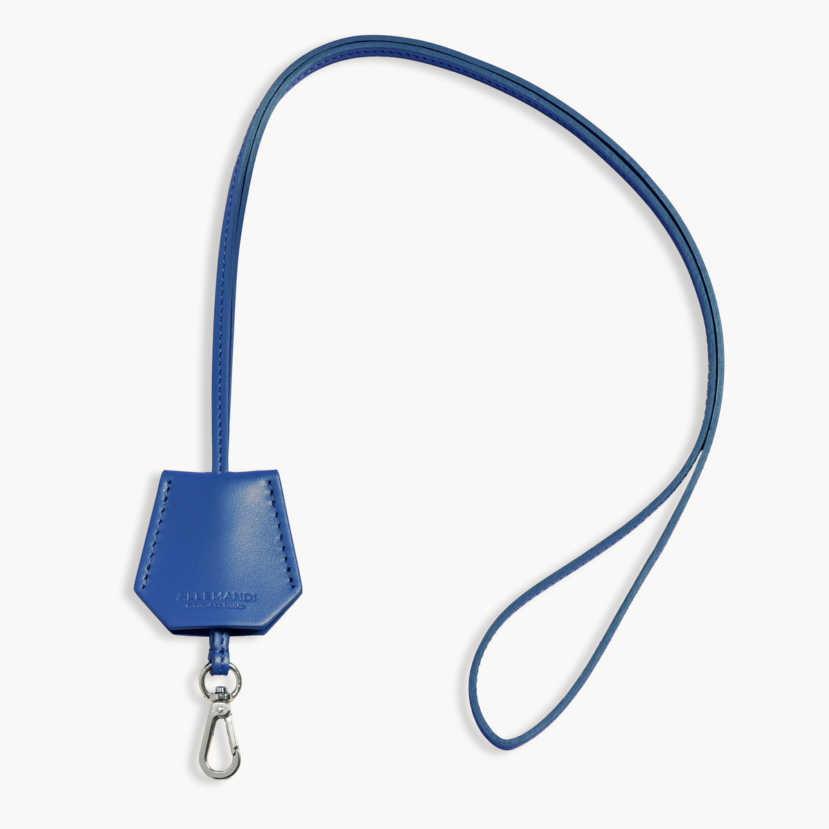 Cordon téléphone cloche en cuir bleu cobalt ALLEMANDI