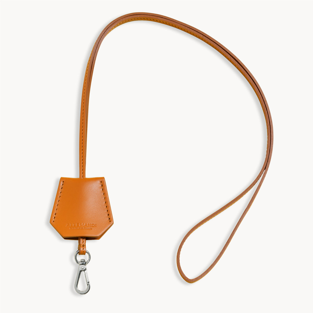 Cordon téléphone cloche en cuir orange ALLEMANDI