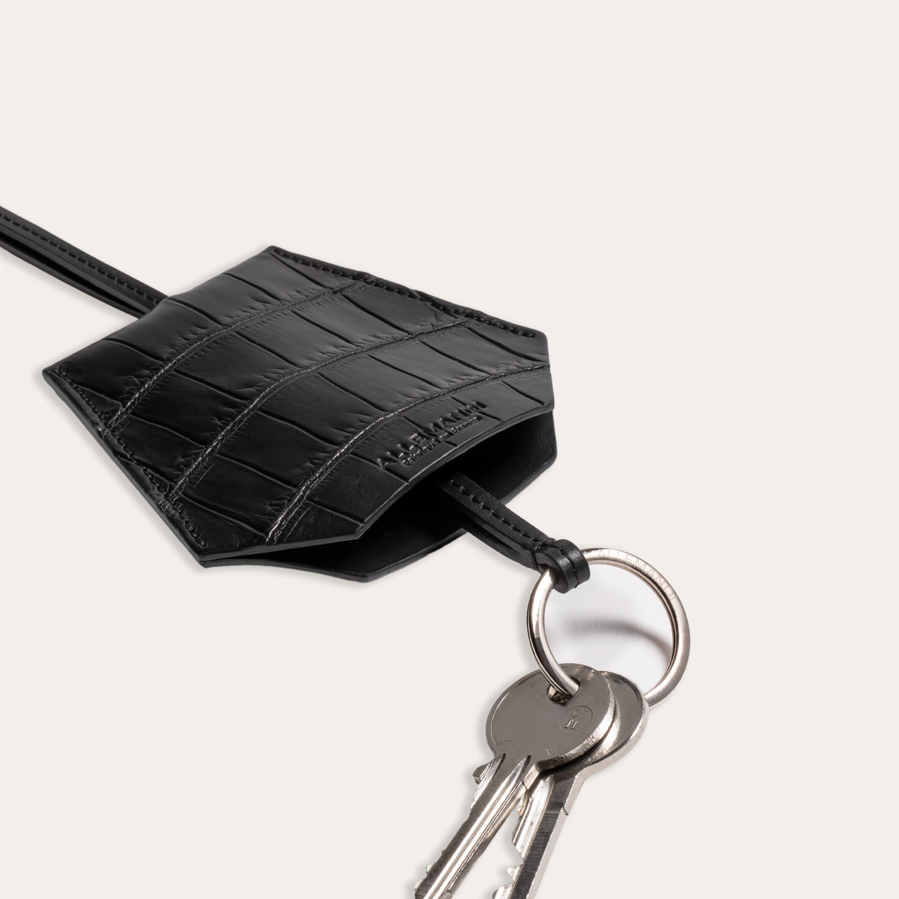 Porte-clés cloche croco - Ébène Mat