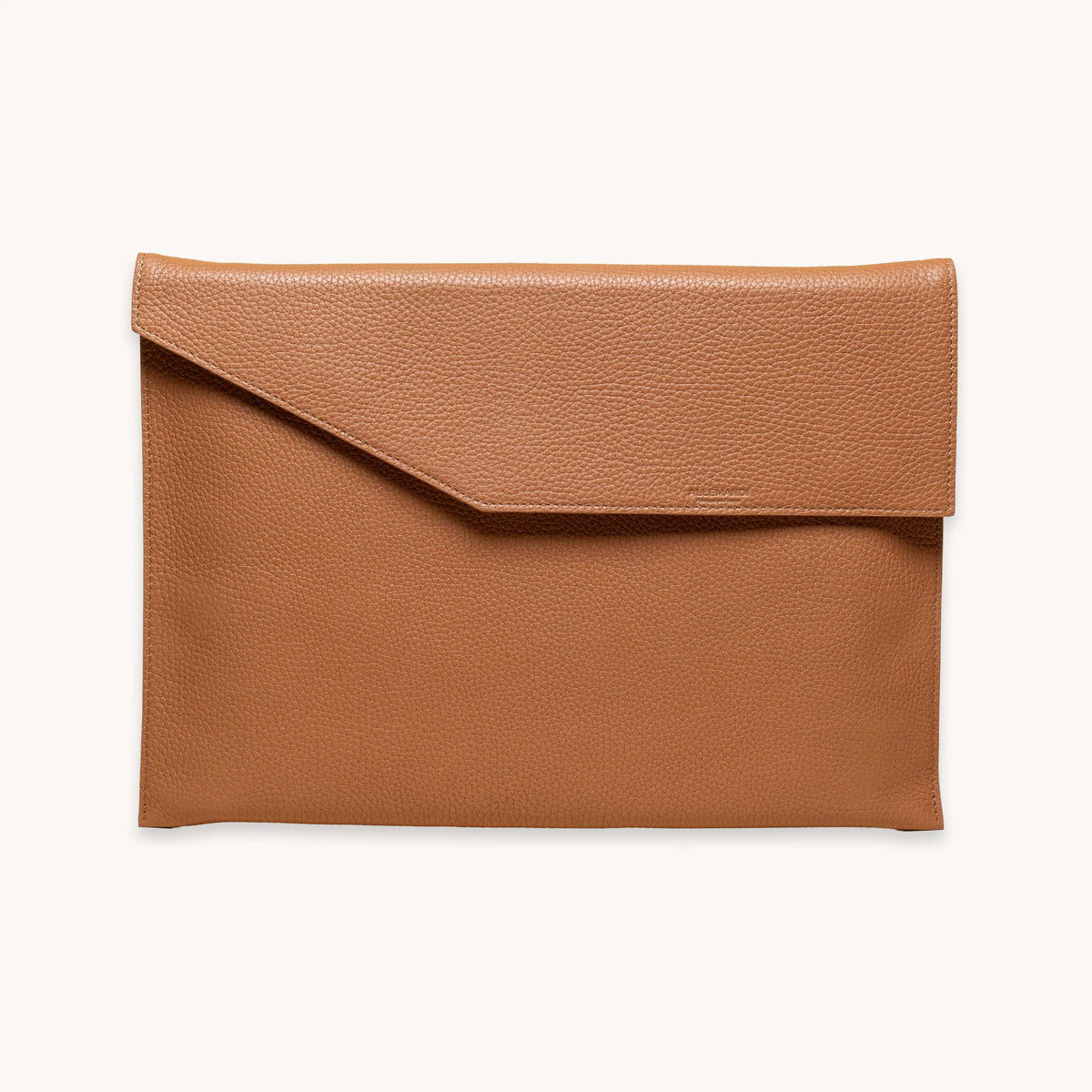 Pochette ordinateur en cuir grainé marron ALLEMANDI