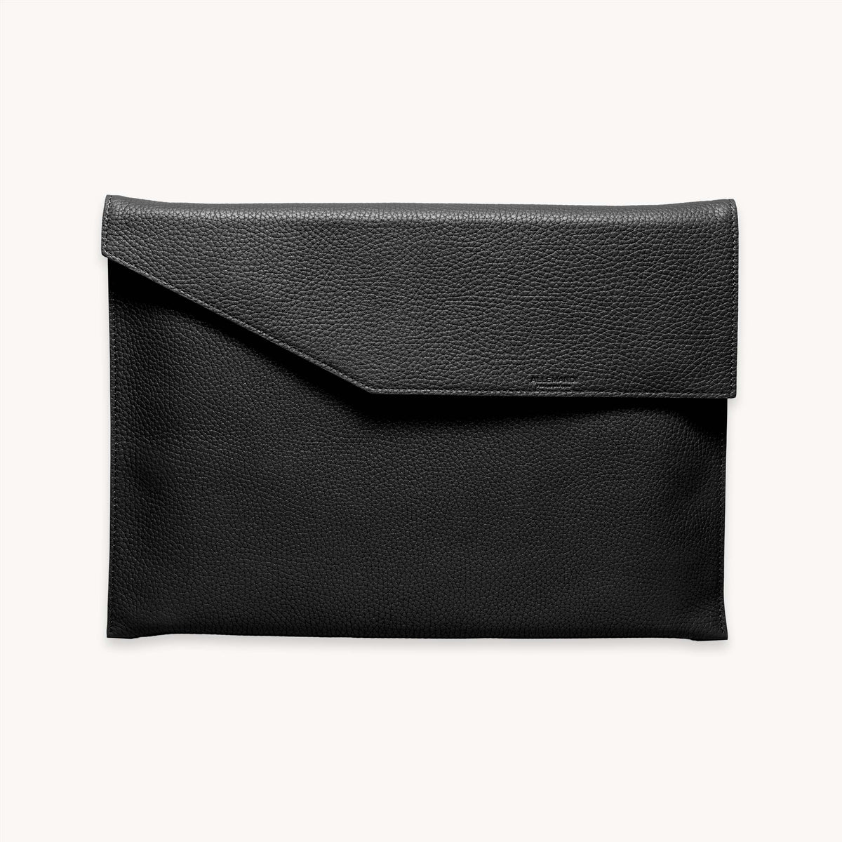 Pochette ordinateur en cuir grainé noir ALLEMANDI