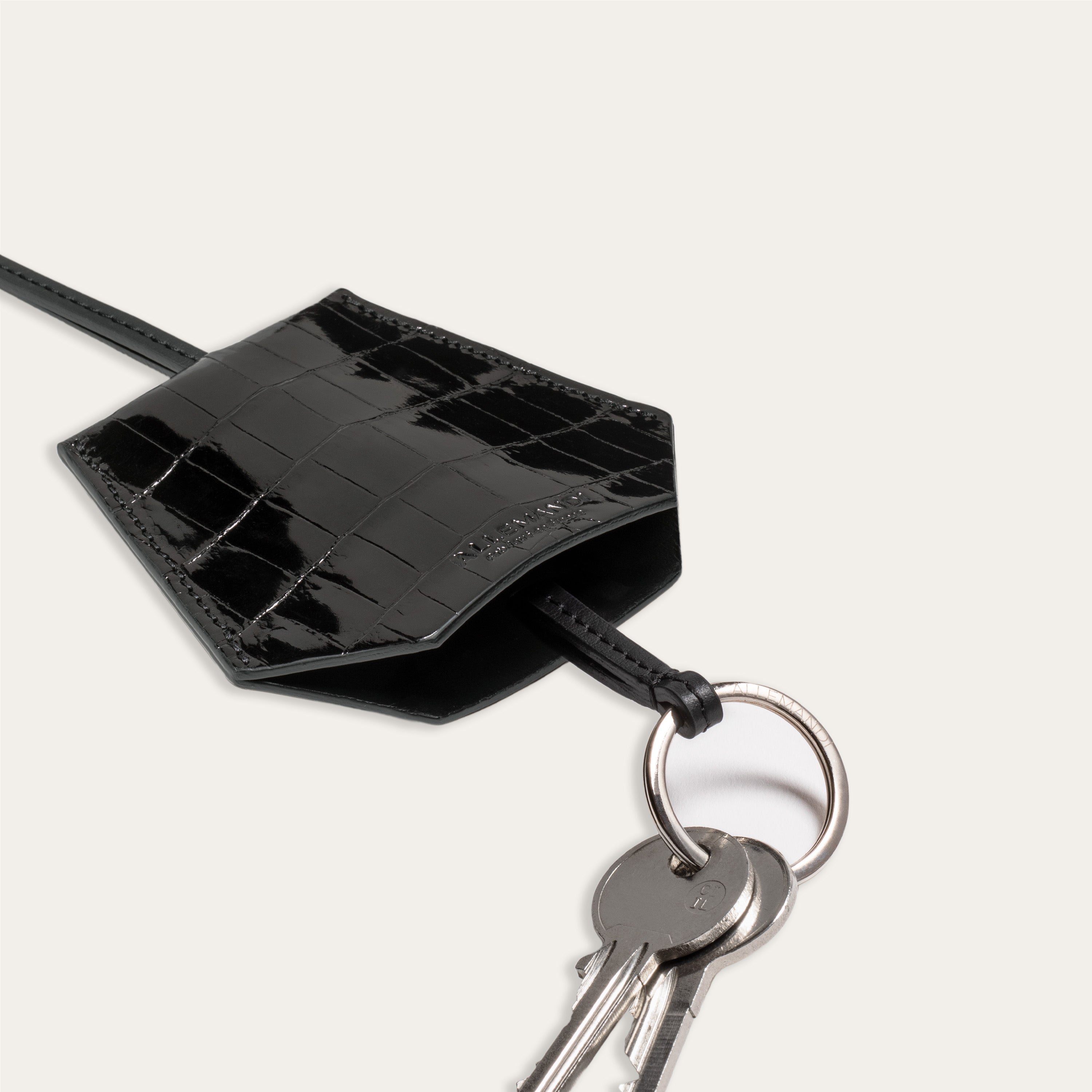 Porte-clés cloche croco - Ébène