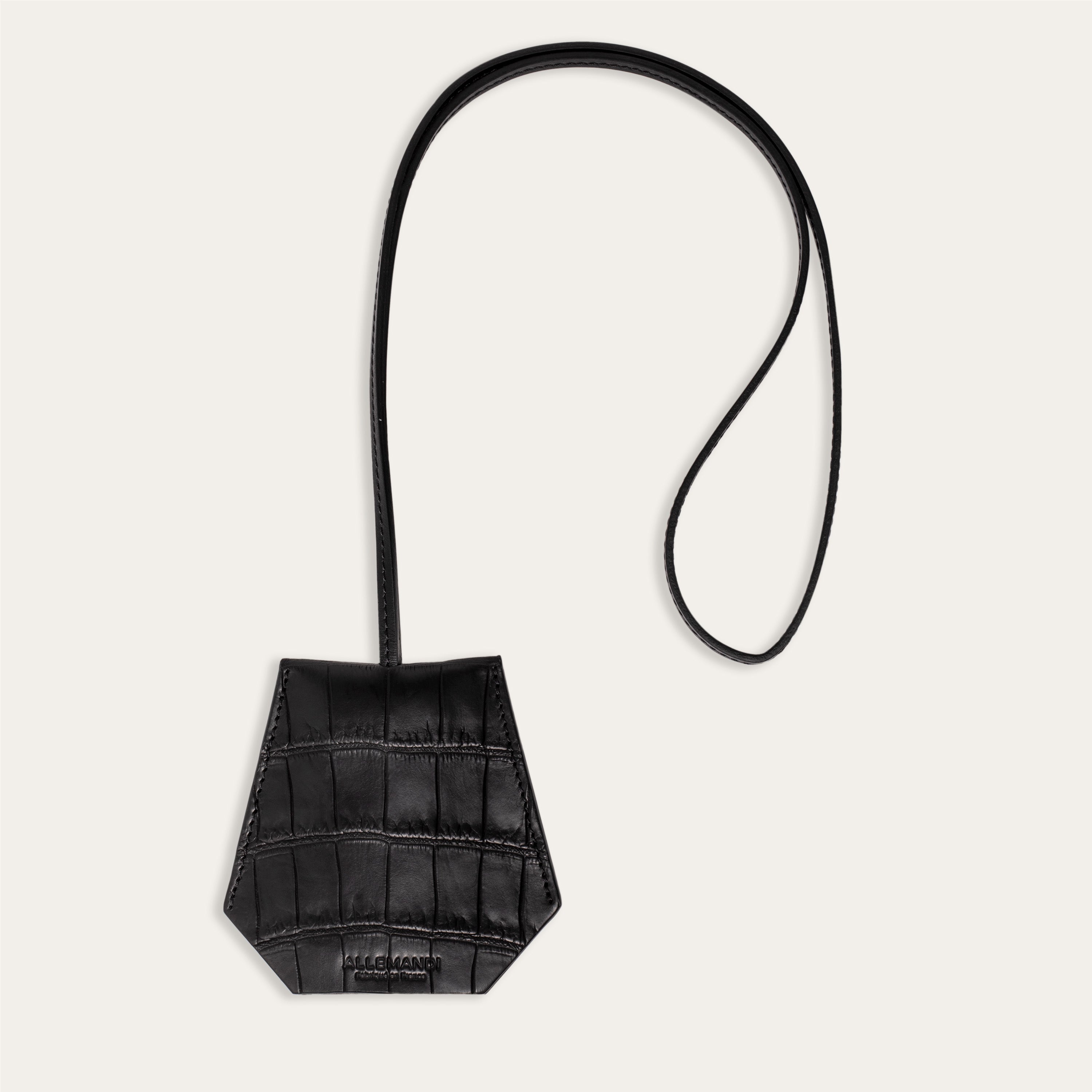 Porte-clés cloche croco - Ébène Mat